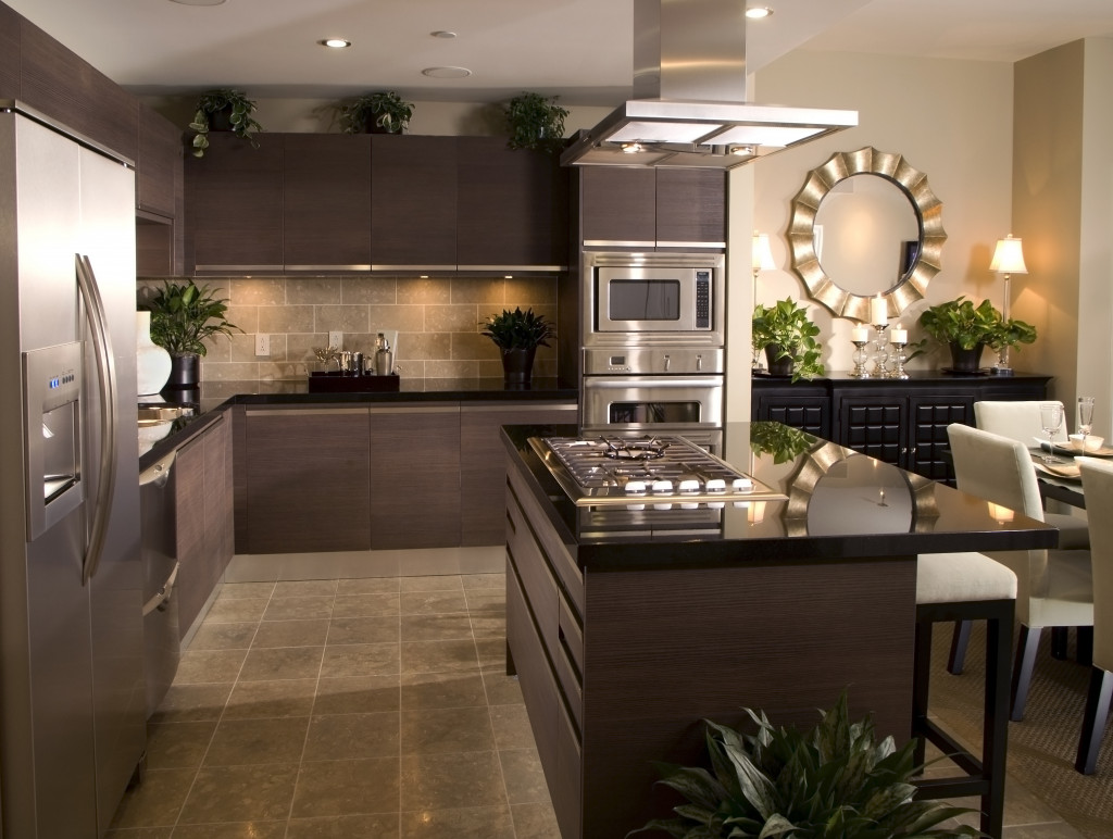 Interior design of a kitchen with modern appliances.